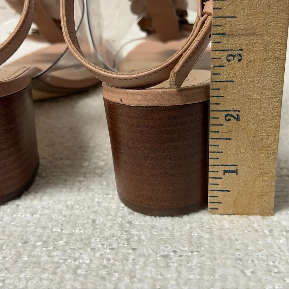 Tory Burch floral clear top nude heel sandals Sz 8